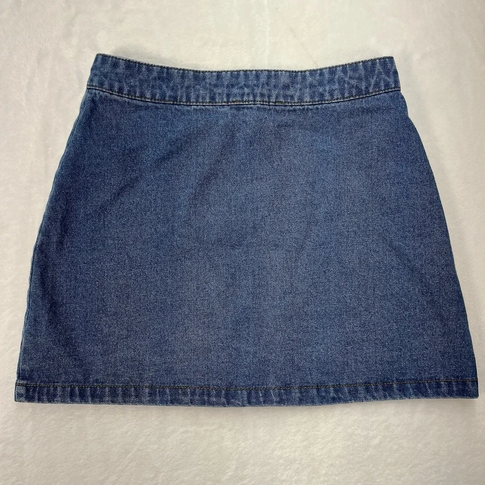 Forever 21 Button Front Denim Mini Skirt Womens Small Basics Coastal Summer